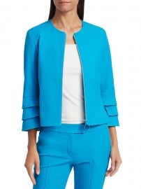 Akris punto - Tiered Ruffle-Sleeve Zip Jacket at Saks Fifth Avenue